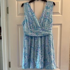 Blue and White Sleeveless Dress
